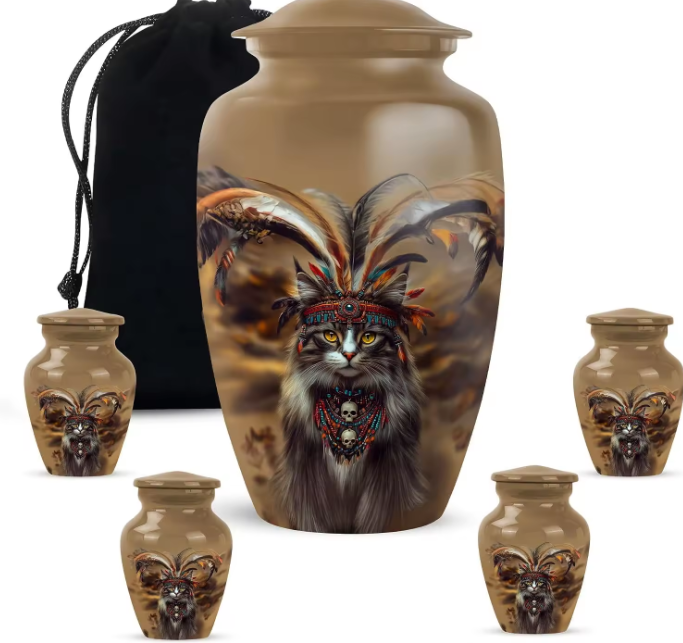 Hand-Painted Aluminum Memorial Urn