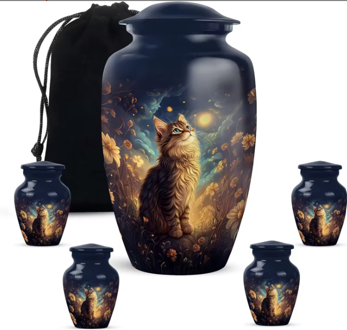 Hand-Painted Aluminum Memorial Urn