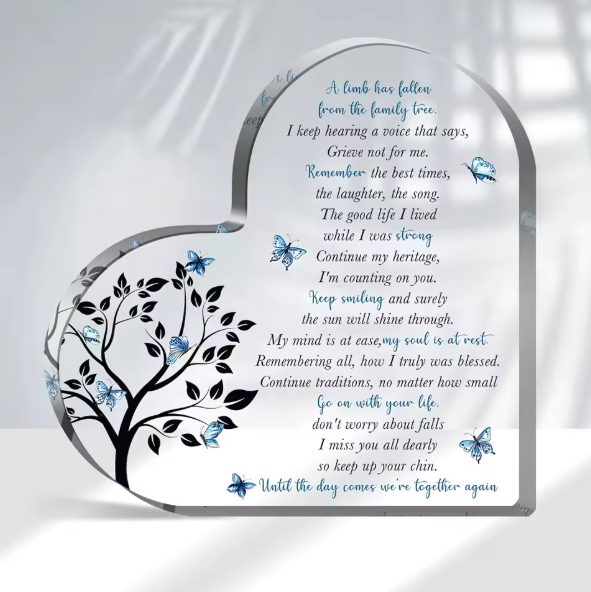 Forever Part of Our Family Acrylic Heart Memorial Keepsake