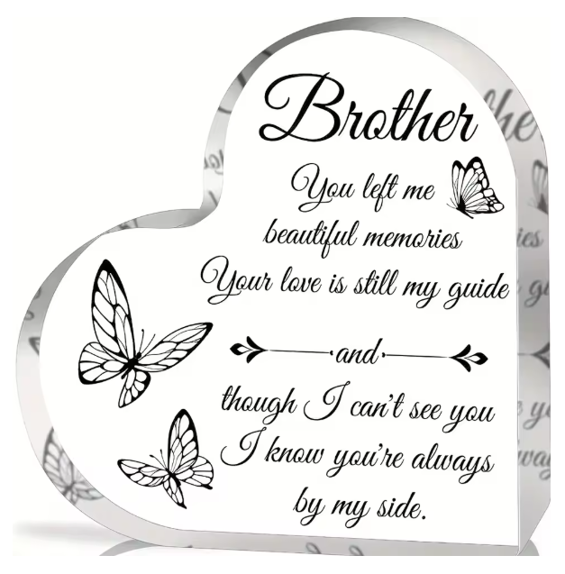 Forever My Brother Acrylic Heart Memorial Keepsake