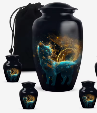 Gazing into Heaven, Hand-Painted Cat-Themed Human Memorial Urn