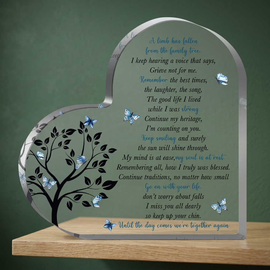 Forever Part of Our Family Acrylic Heart Memorial Keepsake