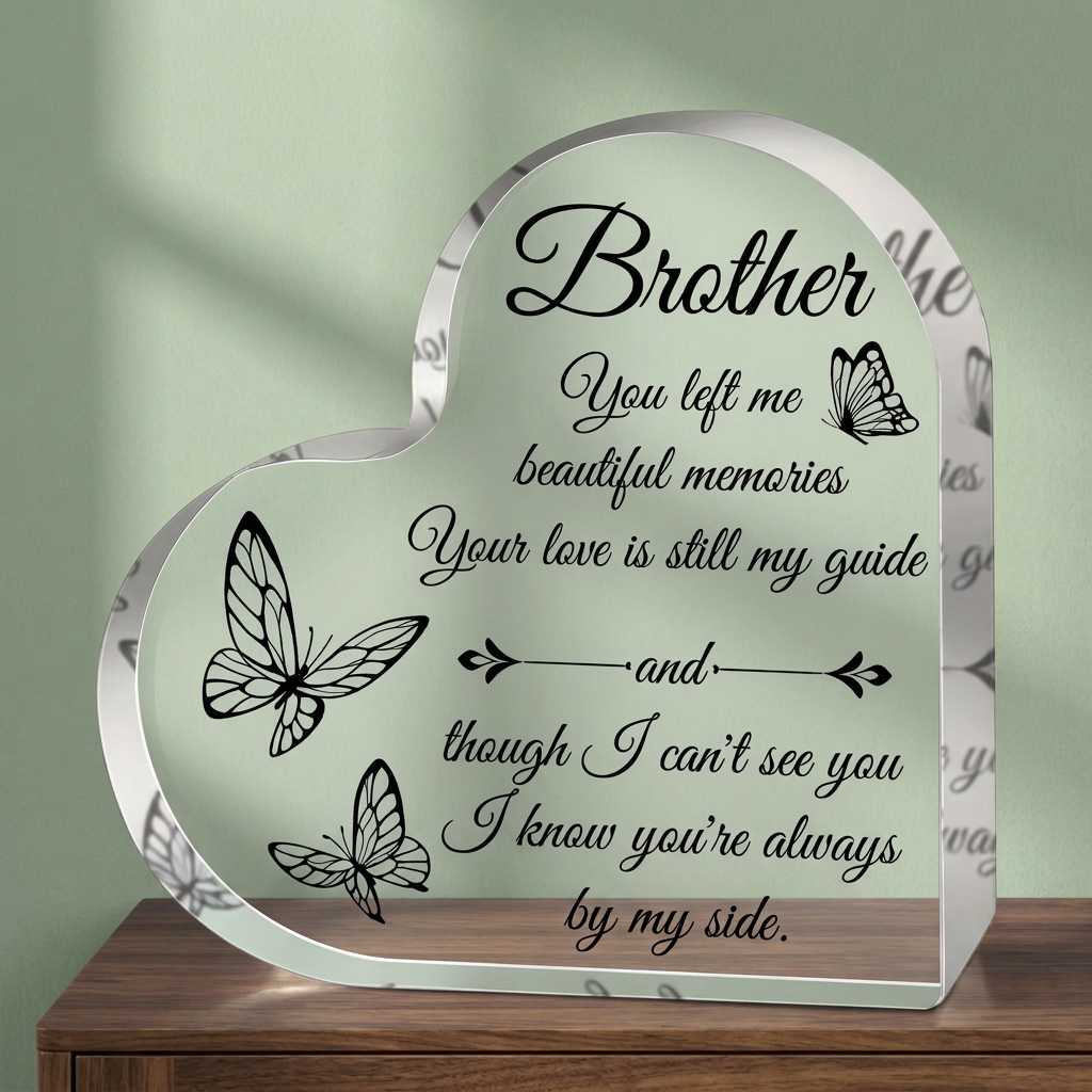 Forever My Brother Acrylic Heart Memorial Keepsake