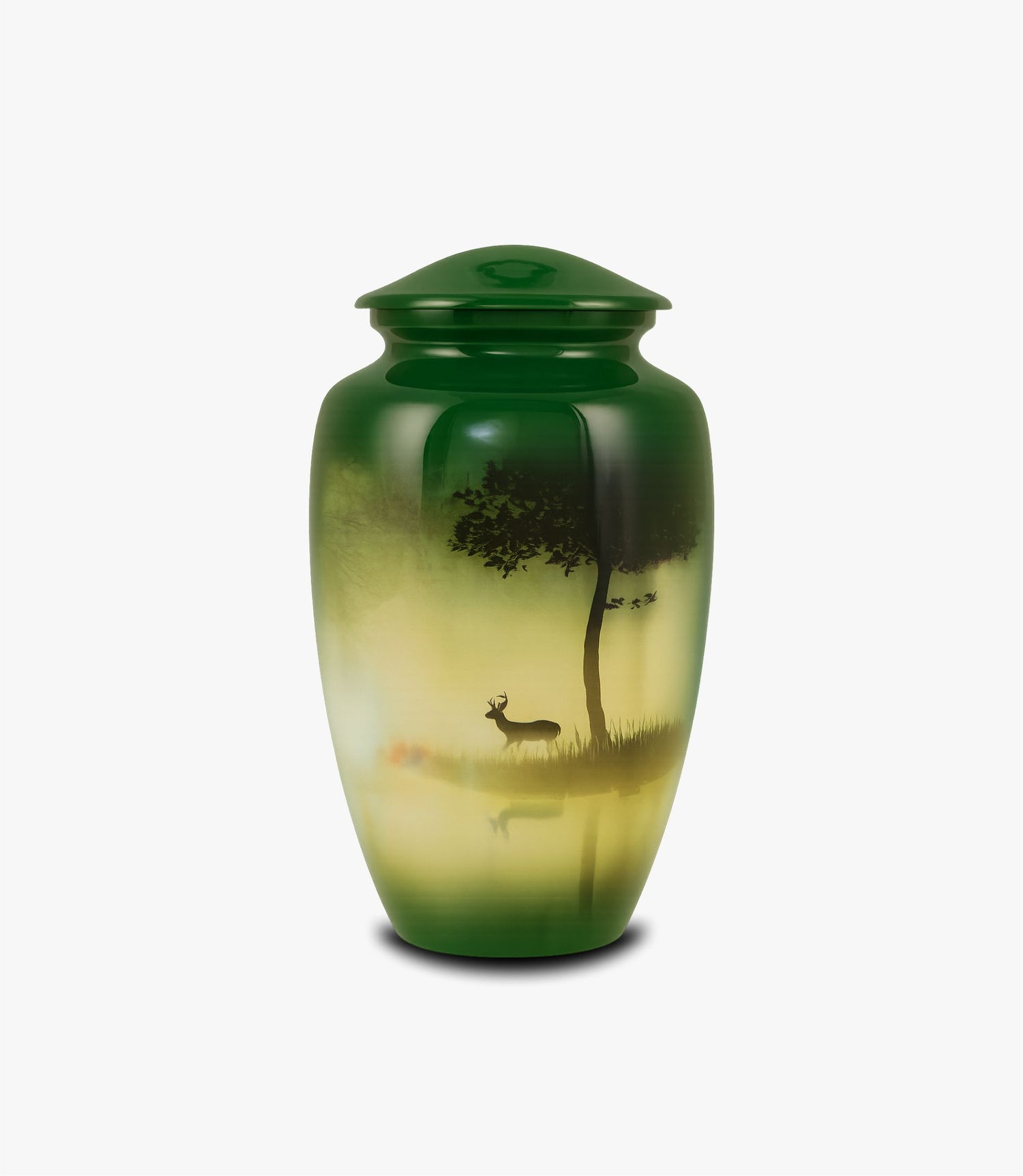 Aluminium Cremation Urn – Majestic Deer Forest Reflection