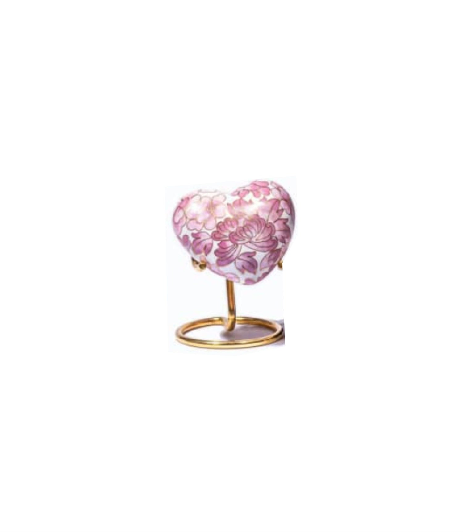 White and Rose Cloisonné Cremation Urn with Peony Flowers – Full-Size, Keepsake, and Heart